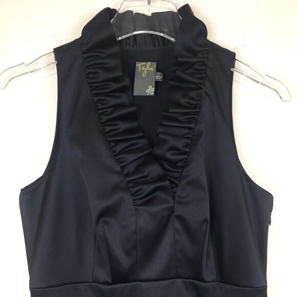 Taylor | Ruffled Neck Little Black Dress Sz 2 - Picture 3 of 4